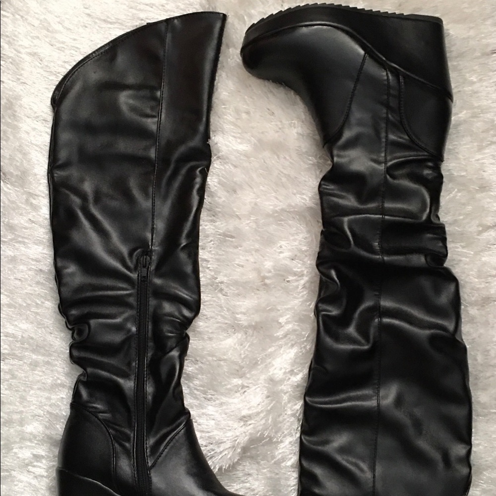 Wedge Heal Knee High Boots Size 6 (36)